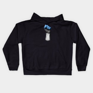 Flag of Estonia on a Raised Clenched Fist Kids Hoodie